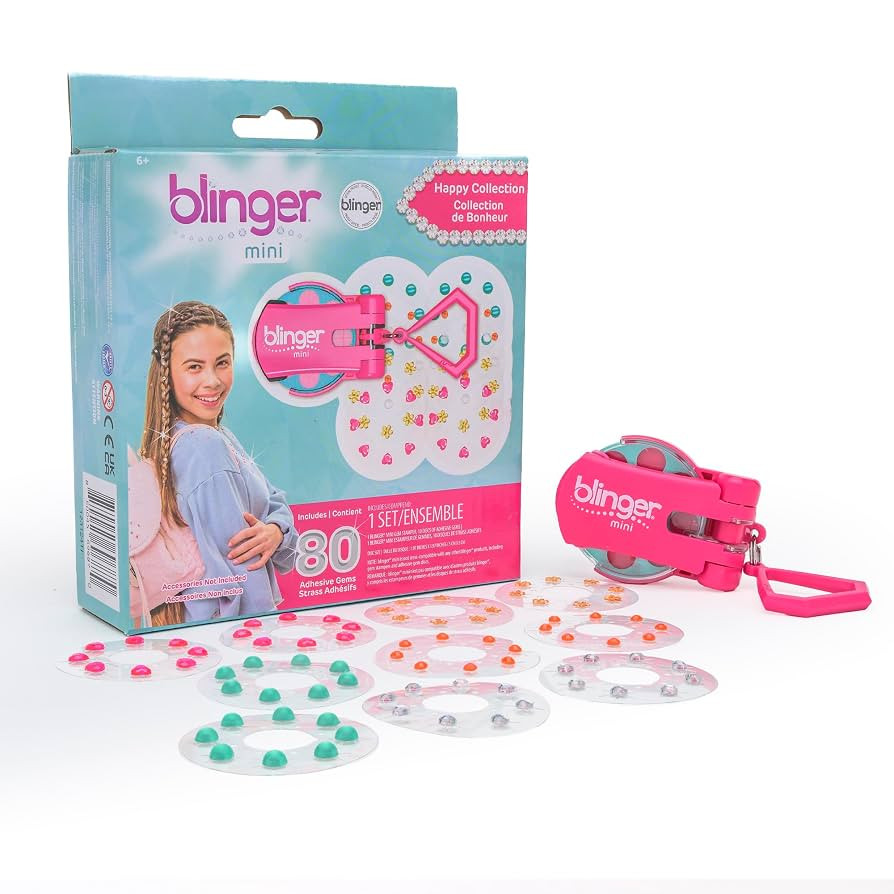 blinger® On The Go Mini Starter Kit – Happy (Pink) | 80 Rhinestones | Hair Styling Tool | Hair... | Amazon (US)