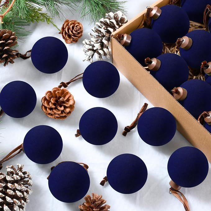 Palonu 24 Pcs Velvet Christmas Balls, 3.15 Inch Flocked Ornaments with Velvet Ribbons, Shatterpro... | Amazon (US)