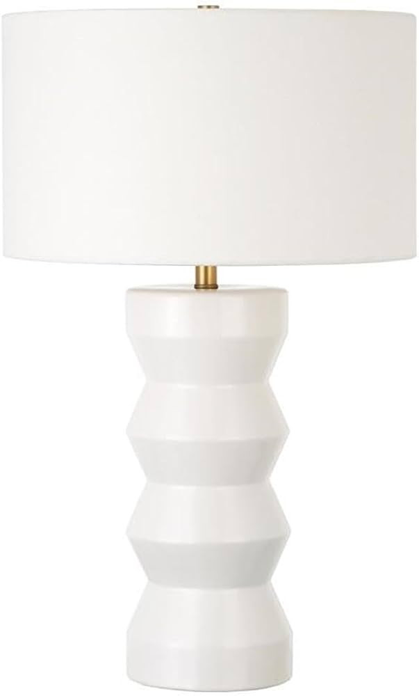 Carlin 28" Tall Ceramic Table Lamp with Fabric Shade in Matte White/White | Amazon (US)
