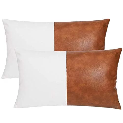 2-Pack Faux Leather Throw Pillow Covers Modern Farmhouse Home Decor Boho Throw Pillows Leather Pi... | Walmart (US)