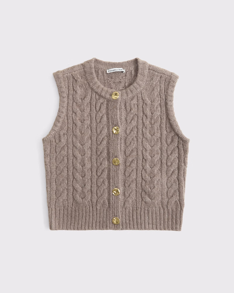 Abercrombie & Fitch Women's Cable-Knit Sweater Vest in Light Brown - Size XXS | Abercrombie & Fitch (US)