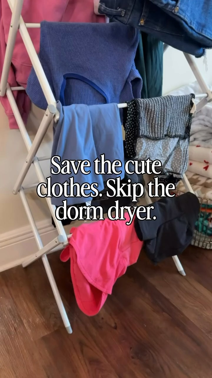 Skip the dorm dryer when you can. A folding drying rack is perfect for air-drying sweaters, athletic wear, delicates, and anything you don't want to shrink. It folds flat for easy storage and is one of those dorm laundry essentials you'll be glad you packed. Drying rack, dorm laundry essentials, college dorm must-haves, dorm organization, dorm room essentials, laundry room ideas.

#LTKU #LTKHome