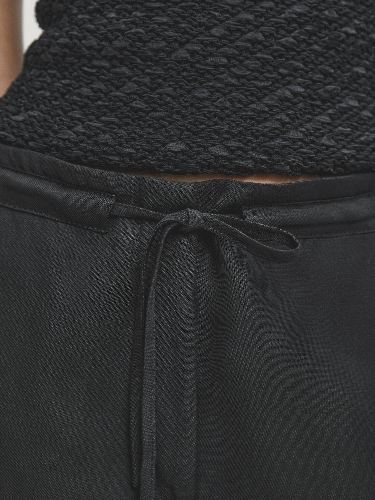 Black drawstring co ord trousers | Massimo Dutti US