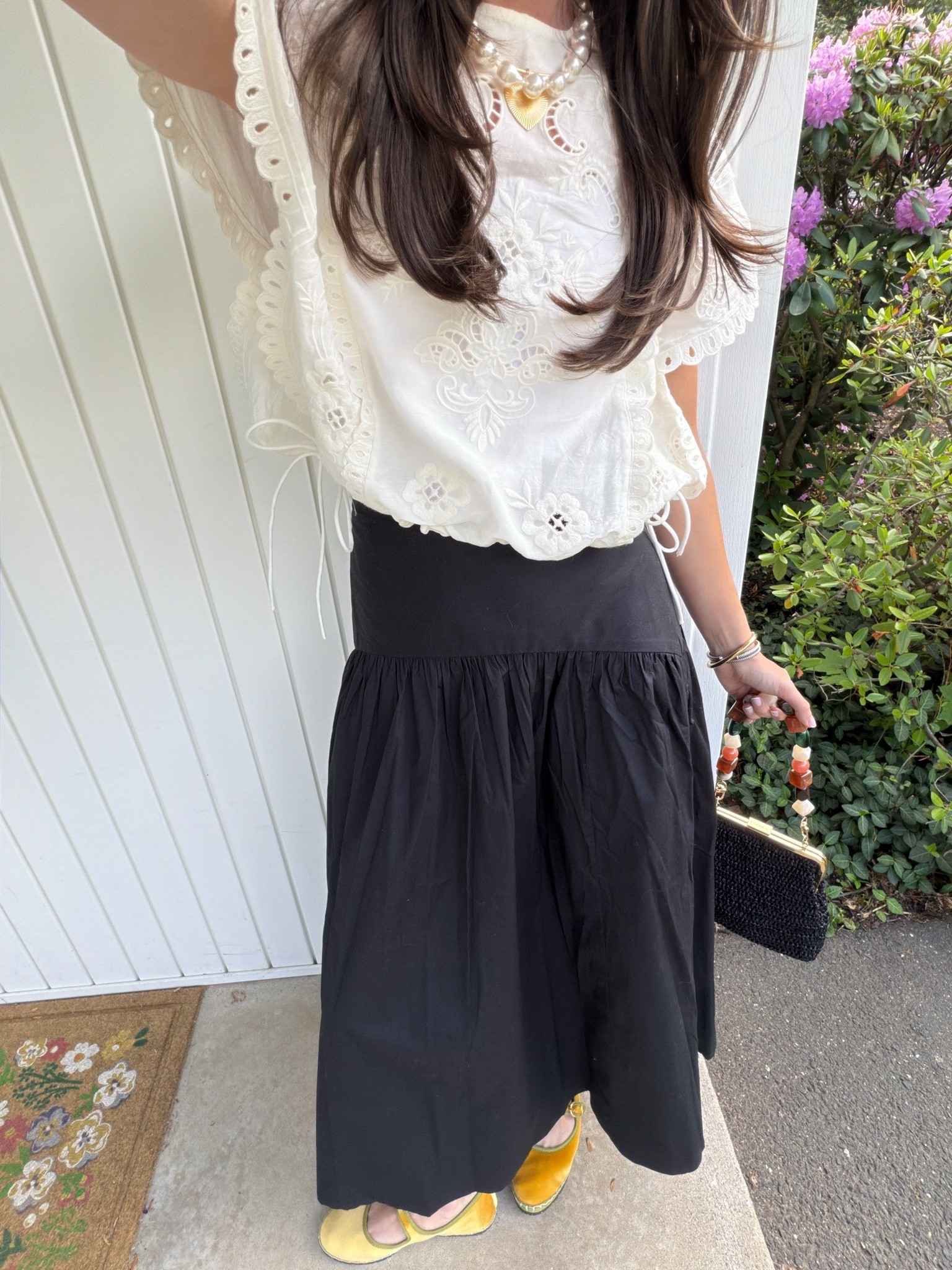 Bag is old Clare V. and skirt is Few Moda - the black is sold out but linked another cotton skirt in black! Shoes are NOKWOL. Necklaces are Baublebar (sold out, linked Jcrew) and Club Coastal!

#LTKootd