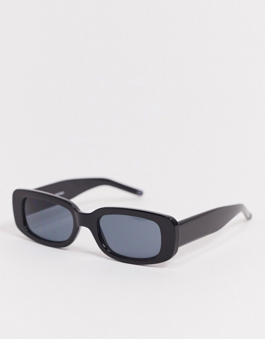 ASOS DESIGN rectangle sunglasses in black plastic | ASOS (Global)