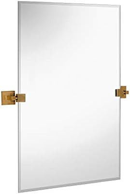 Hamilton Hills Gold Pivot Mirror 20" x 30" Rectangle Adjustable Moving & Tilting Wall Mirror | Amazon (US)