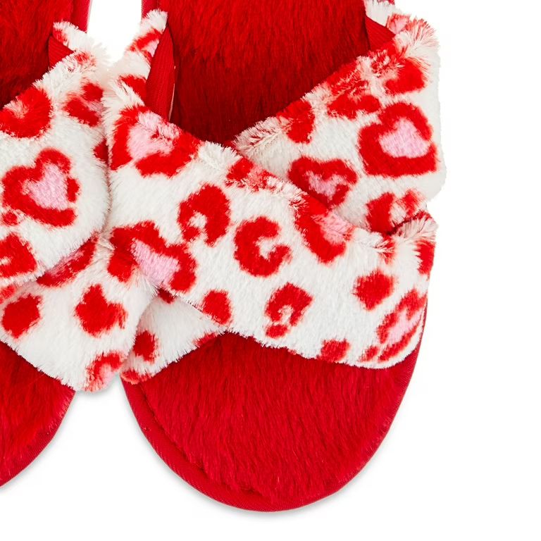 Valentine's Day 11.5in Red & White Slipper & Headband Set for Adults by Way To Celebrate | Walmart (US)