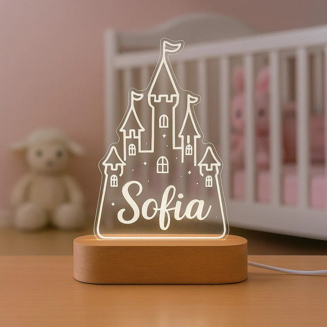Personalized Princess Castle Acrylic Night Light for Girls - Custom Name LED Nursery Lamp, Eco Fr... | Etsy (US)