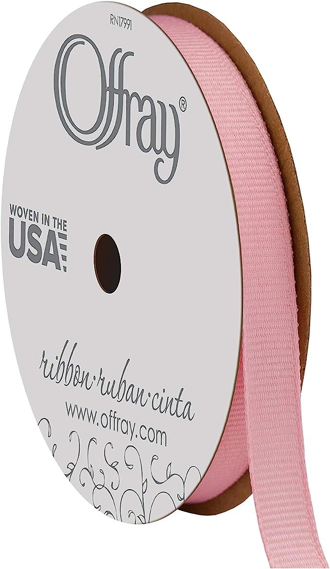 Offray 63033 3/8" Wide Grosgrain Ribbon, 3/8 Inch x 18 Feet, Pink | Amazon (US)