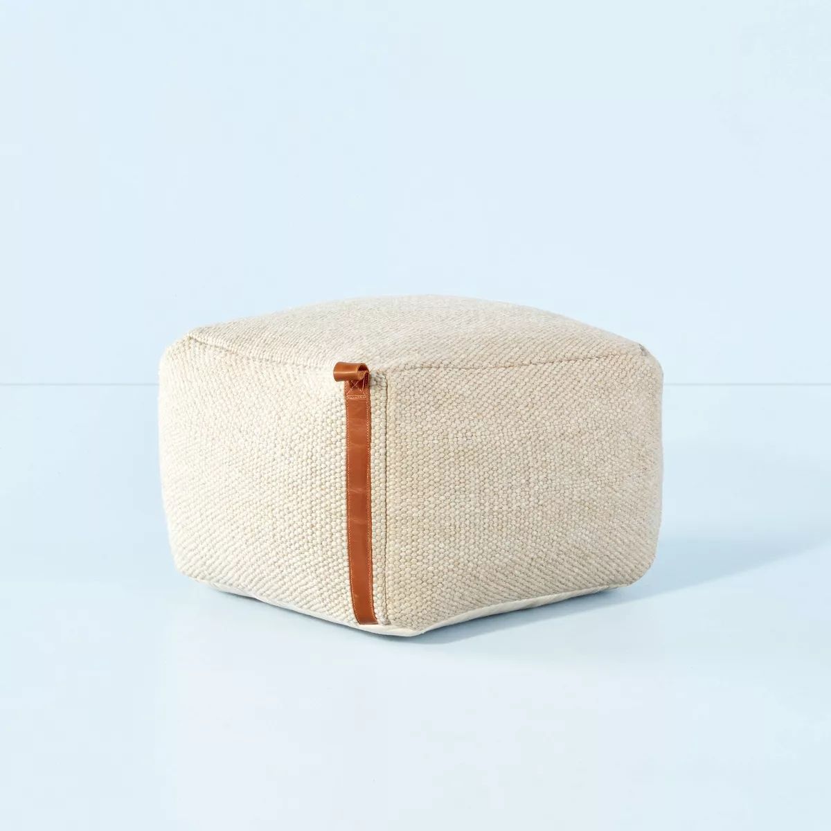 Hand-Woven Pouf Ottoman with Leather Trim - Hearth & Hand™ with Magnolia | Target