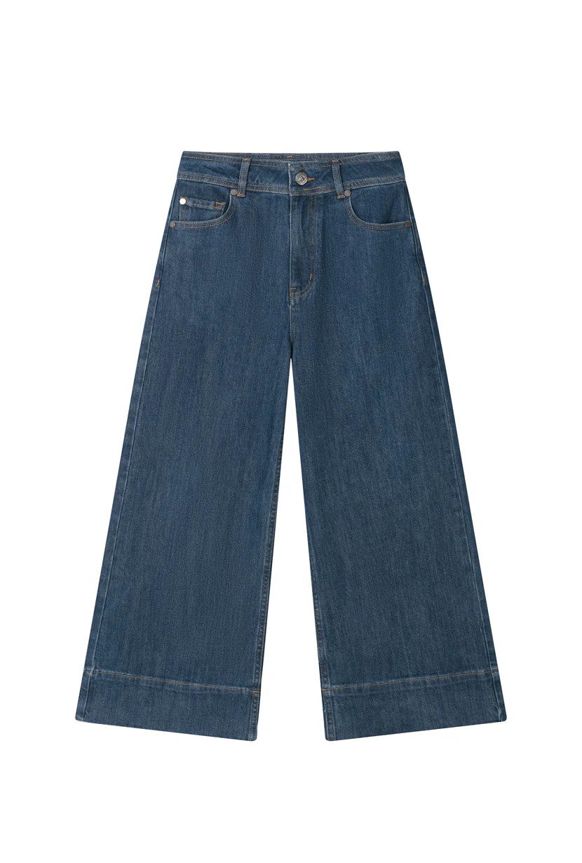 Esme High-Rise Wide-Leg Cropped Jeans - Vintage Indigo | Petite Studio NYC