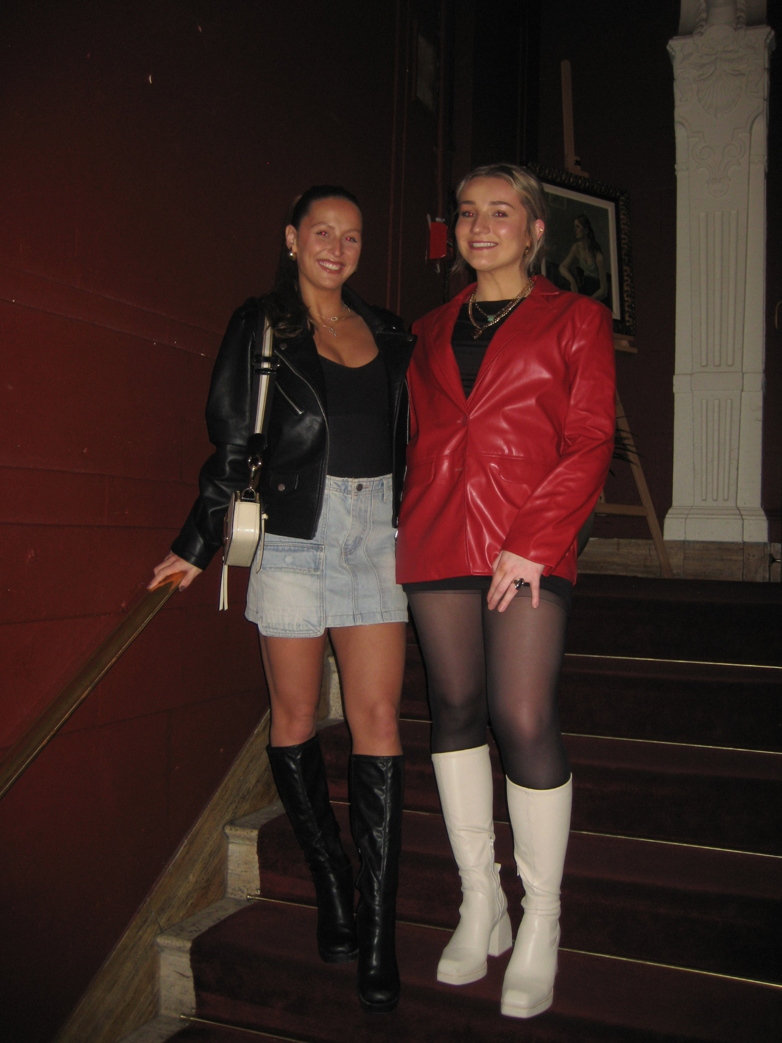 I wore this outfit for a girls night in NYC and got so many compliments! Wearing a small in the bodysuit, a medium in the jacket, small in the skirt, and a 7 in the boots 🖤✨