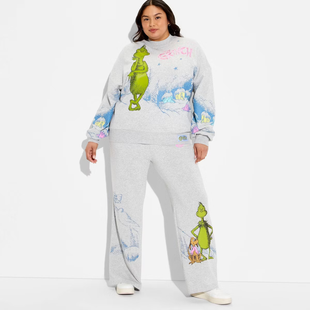 Women's Grinch Fleece Graphic Sweatshirt - Heather Gray | Target