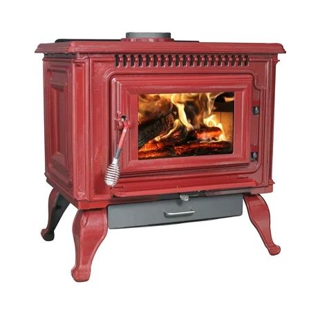 Ashley 2,000 Sq. Ft. EPA Certified Red Enameled Porcelain Cast Iron Wood stove with Blower | Walmart (US)