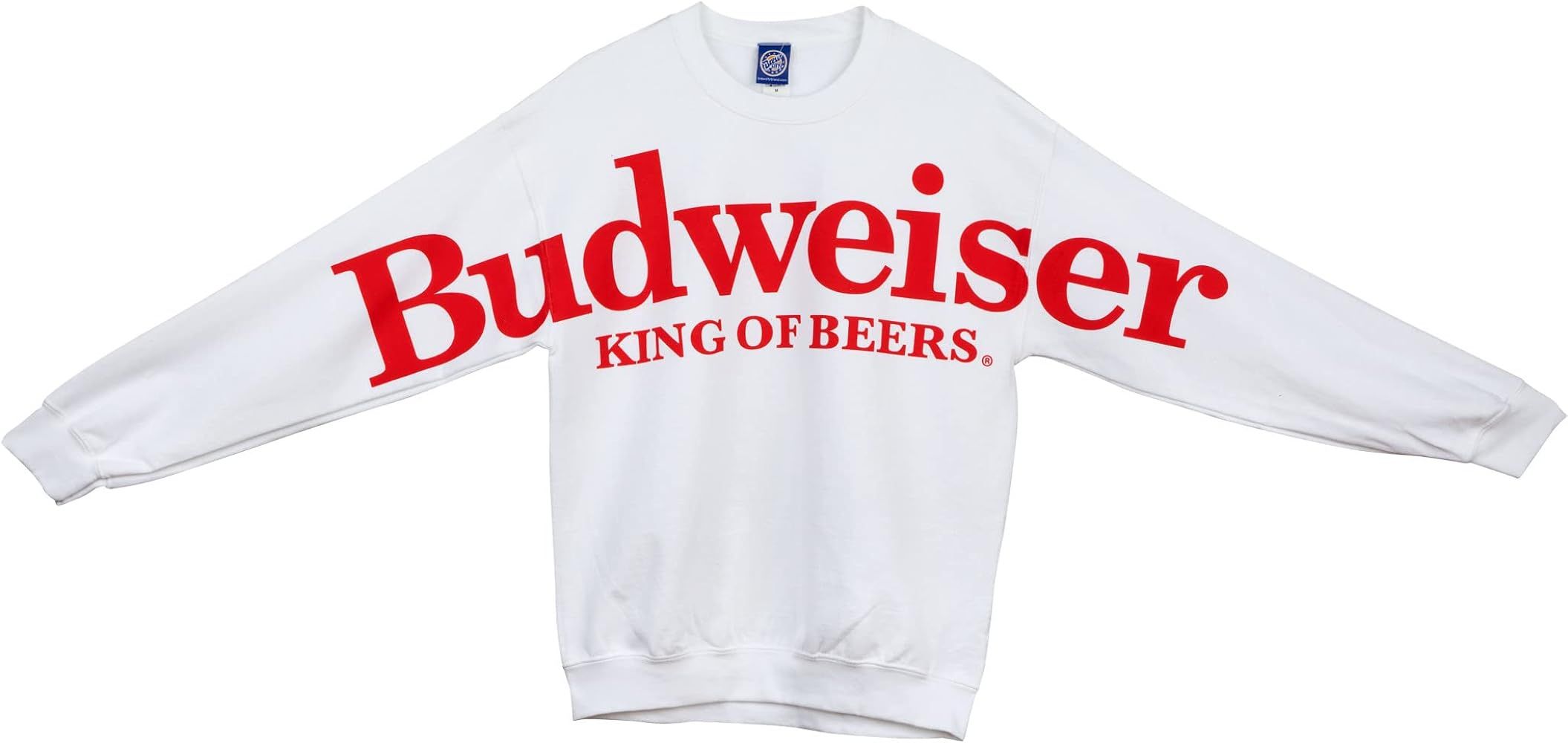 Budweiser King Of Beers Arm To Arm Full Spread Print Crew Sweatshirt | Amazon (US)