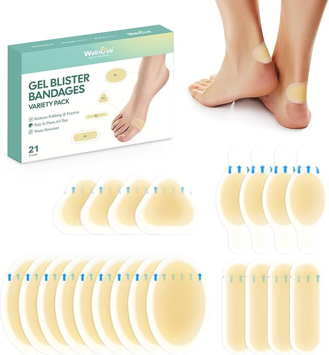 Welnove Gel Blister Bandages for Feet - 21ct Blister Cushion for Heel, Toe - Water-Resistant Hydr... | Amazon (US)
