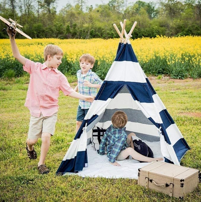 Kids Teepee Tent for Kids, No Toxic Chemicals Added, w/Carrying Case, Navy Children's Teepee Tent... | Amazon (US)