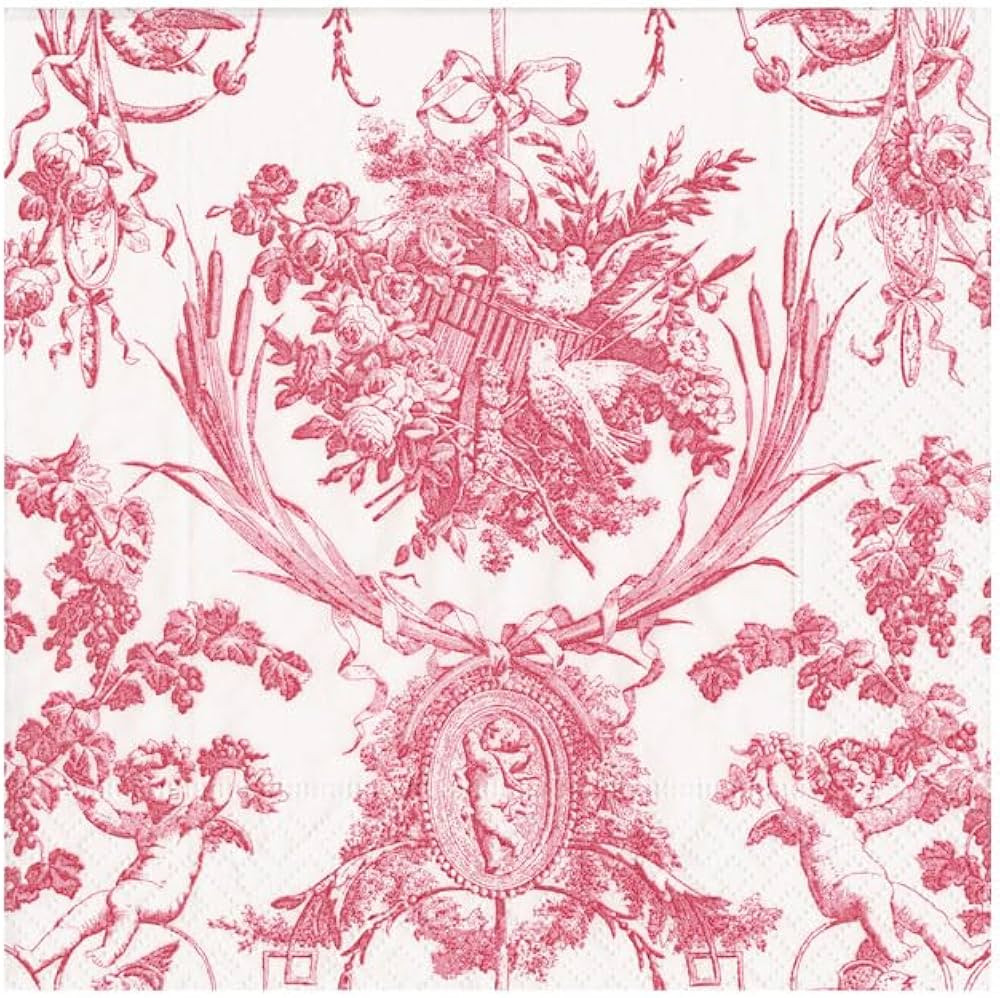 Caspari Romantic Toile Rose Cocktail Napkins - 20 Per Package | Amazon (US)
