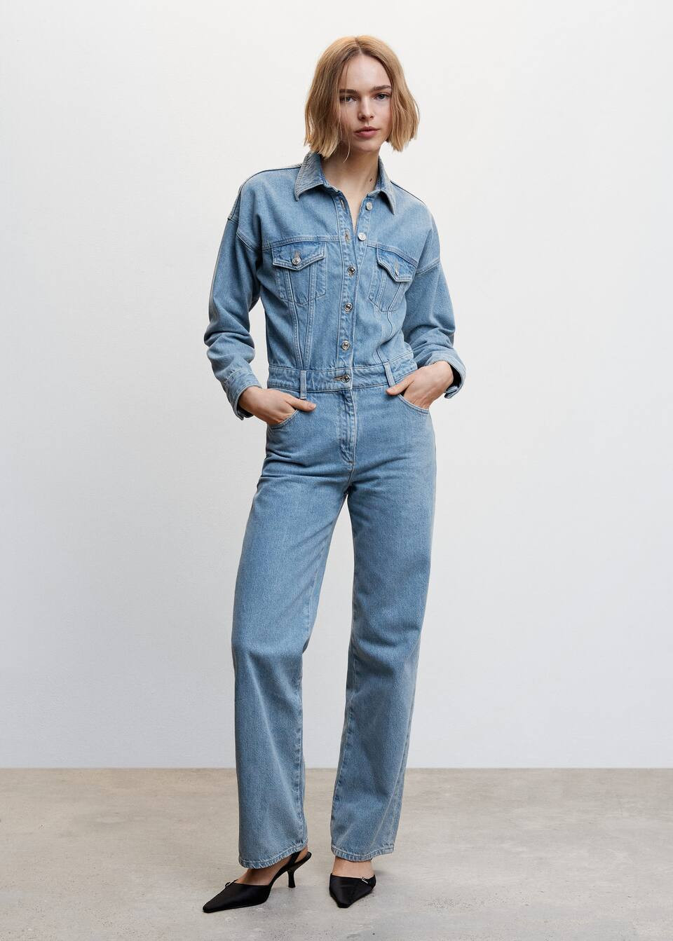 Long denim jumpsuit -  Women | Mango USA | MANGO (US)