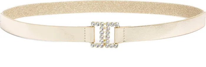 Nordstrom Rhinestone Buckle Metallic Stretch Leather Belt | Nordstrom | Nordstrom