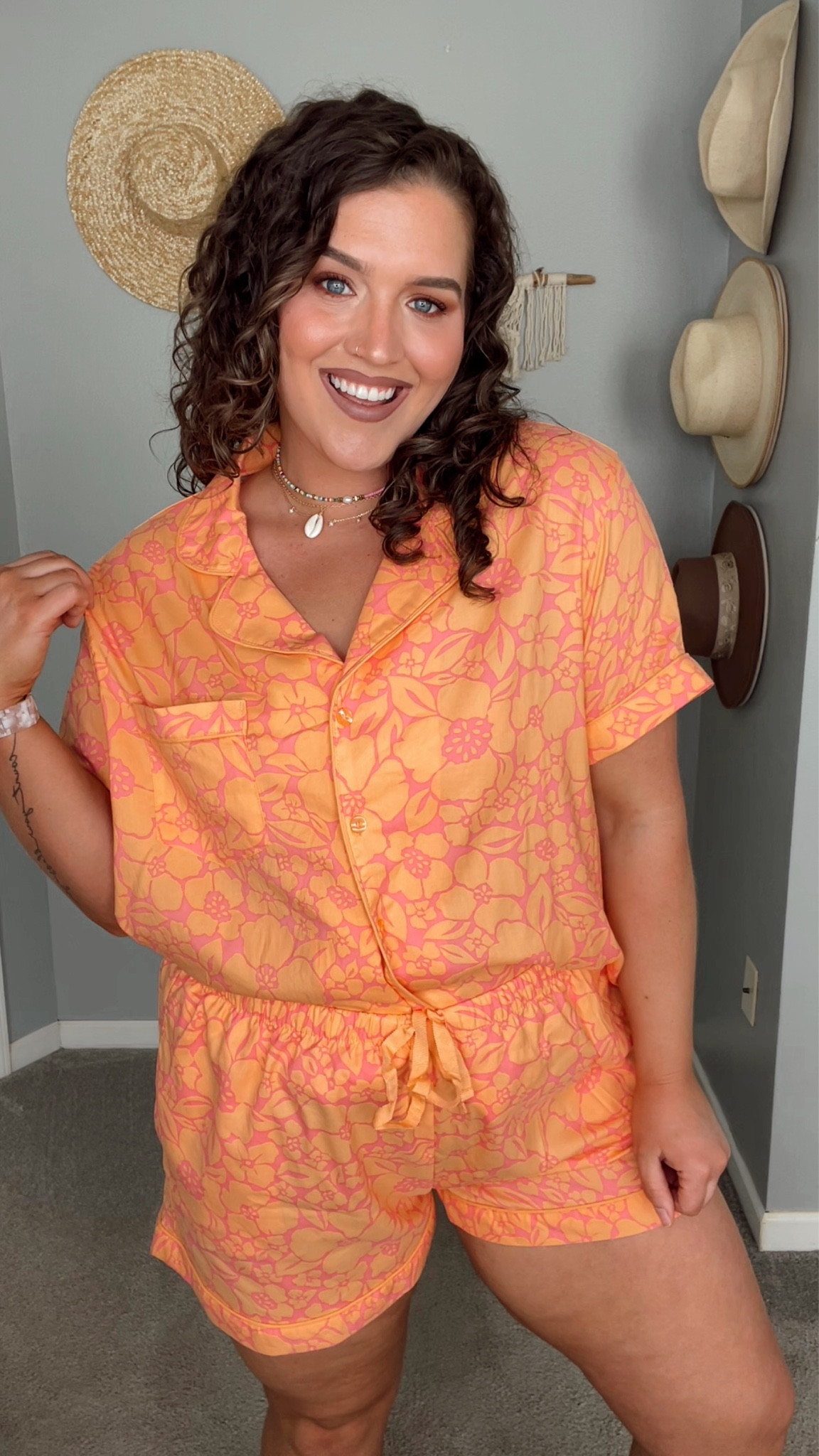 Midsize summer matching pajamas 🍊🌺☀️ Size: XL 
#walmartfashion #affordablefashion #matchingset #pajamas #pjs #summerstyle #loungewear 

#LTKcurves #LTKSeasonal #LTKstyletip