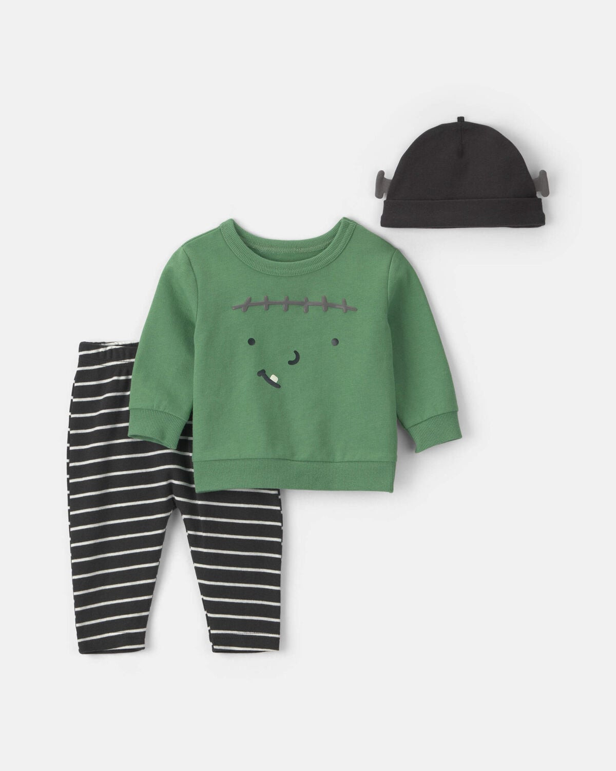 Baby 3-Piece Halloween Monster Top & Pant Set - Green/Black | Carter's Inc