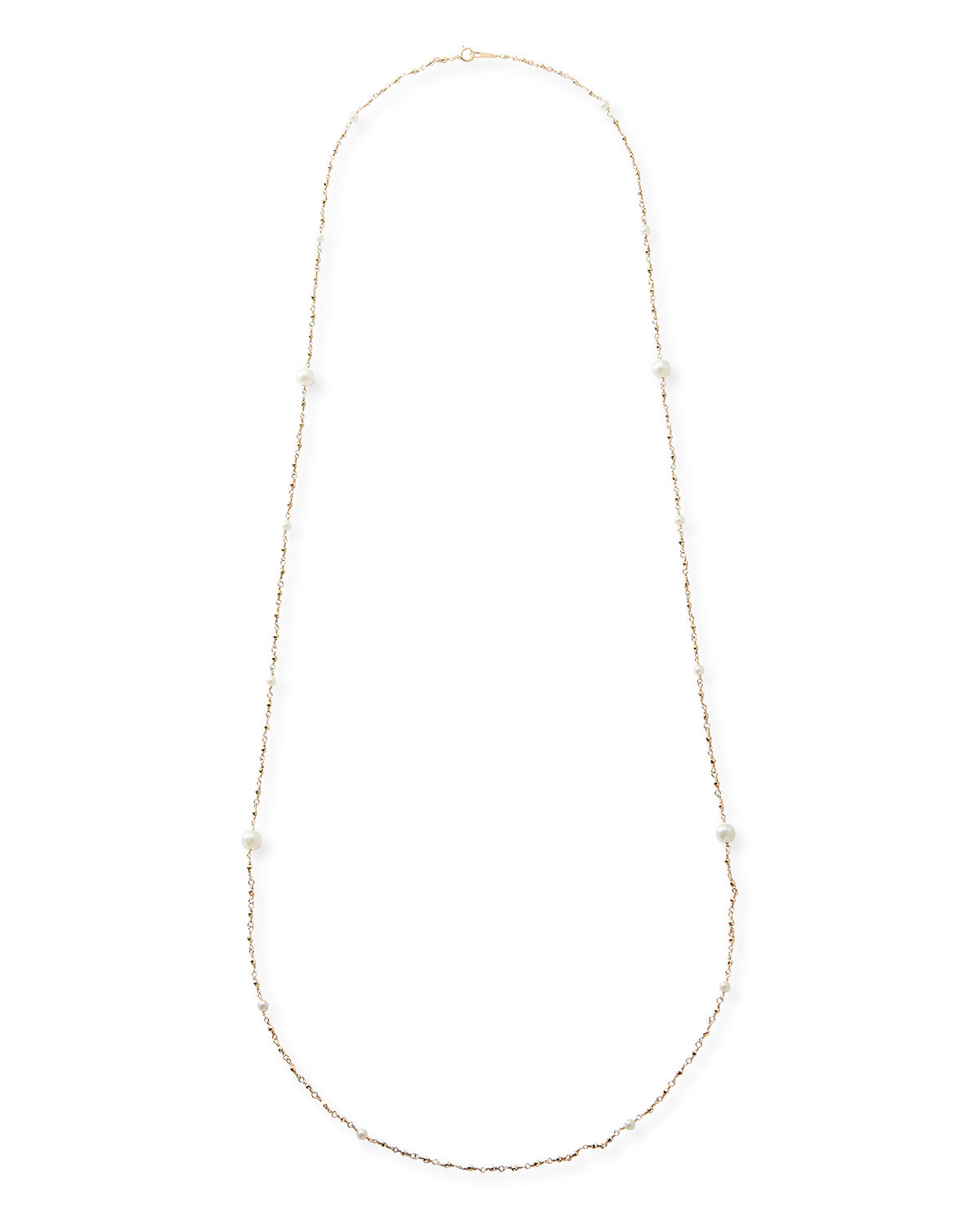 14k Gold Long Wrapped Necklace w/ Akoya Pearls | Neiman Marcus