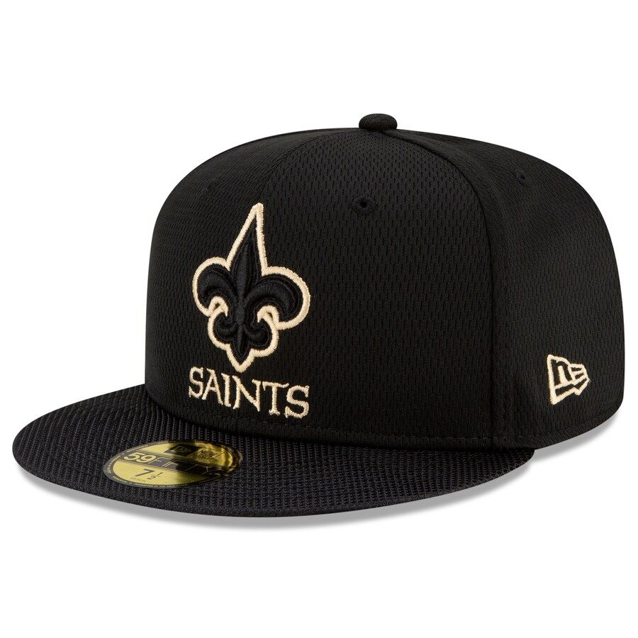 Men's New Orleans Saints New Era Black 2021 NFL Sideline Road 59FIFTY Fitted Hat | NFL Shop