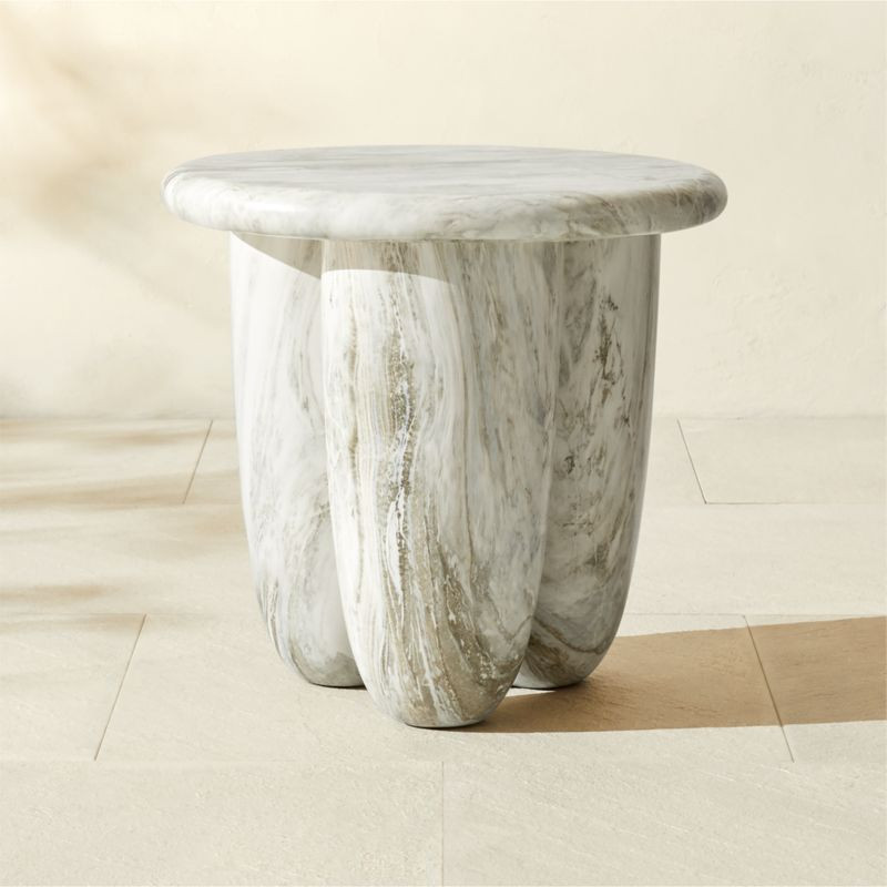 Cova Round Marbled Resin Indoor/Outdoor Side Table + Reviews | CB2 | CB2