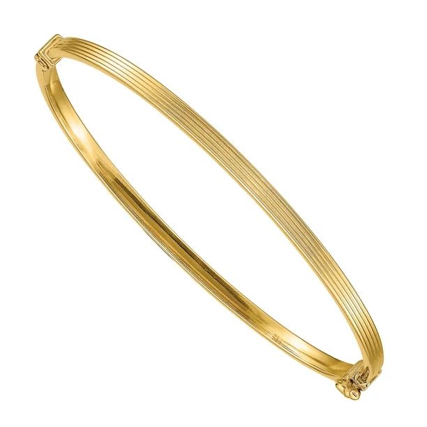 Primal Gold - Primal Gold 14 Karat Yellow Gold Polished Textured Hinged Bangle Bracelet - Walmart... | Walmart (US)