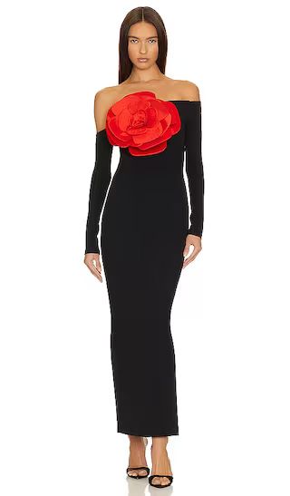Charlotte Rose Dress in Black & Red Rose | Revolve Clothing (Global)