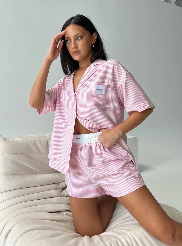Early Riser Sleep Shirt Pink Stripe | Princess Polly AU