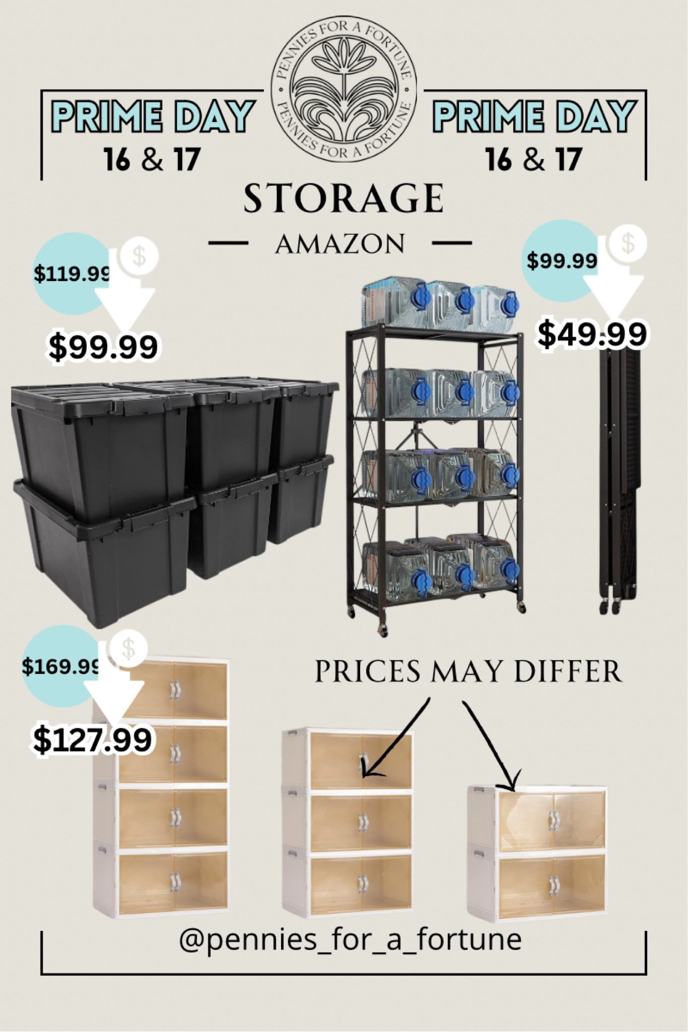 Some storage finds from Prime Day, 4pack stackable storage bins, foldable metal storage shelf, IRIS 20Gal lockable storage bin

#LTKSaleAlert #LTKHome