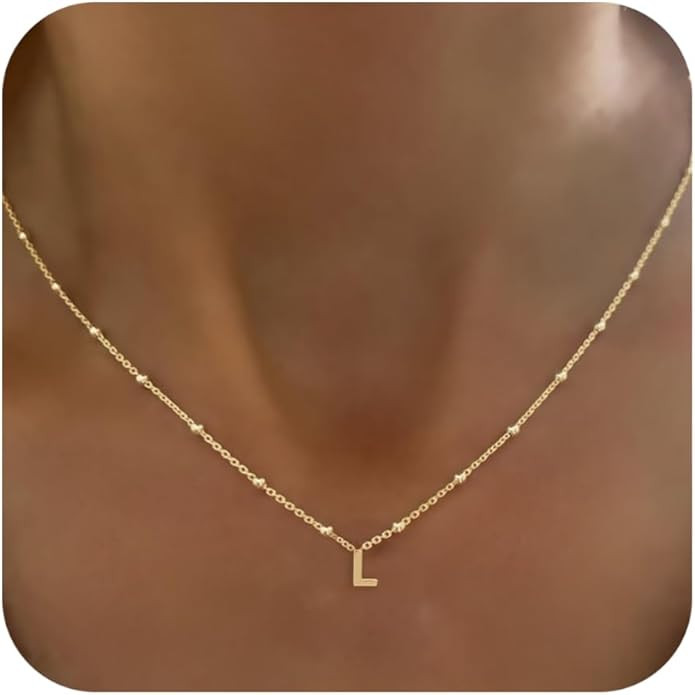Initial Necklaces for Women Dainty 14k Gold Plated Letter Necklace Trendy A-Z Pendant Choker Neck... | Amazon (US)