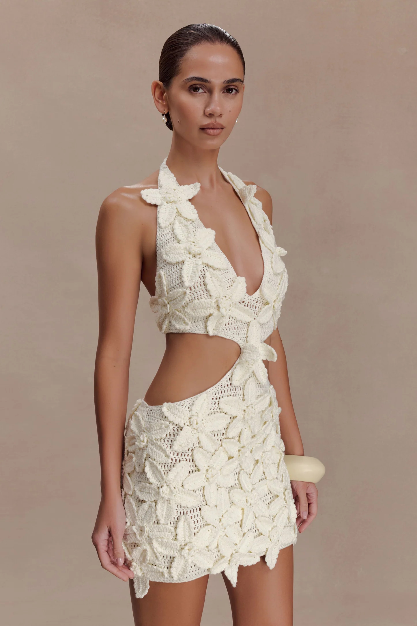 Jaylene Floral Crochet Mini Dress - White | MESHKI US