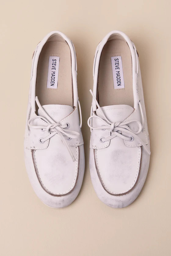 SAG White Leather Distressed Lace-Up Loafers | Lulus