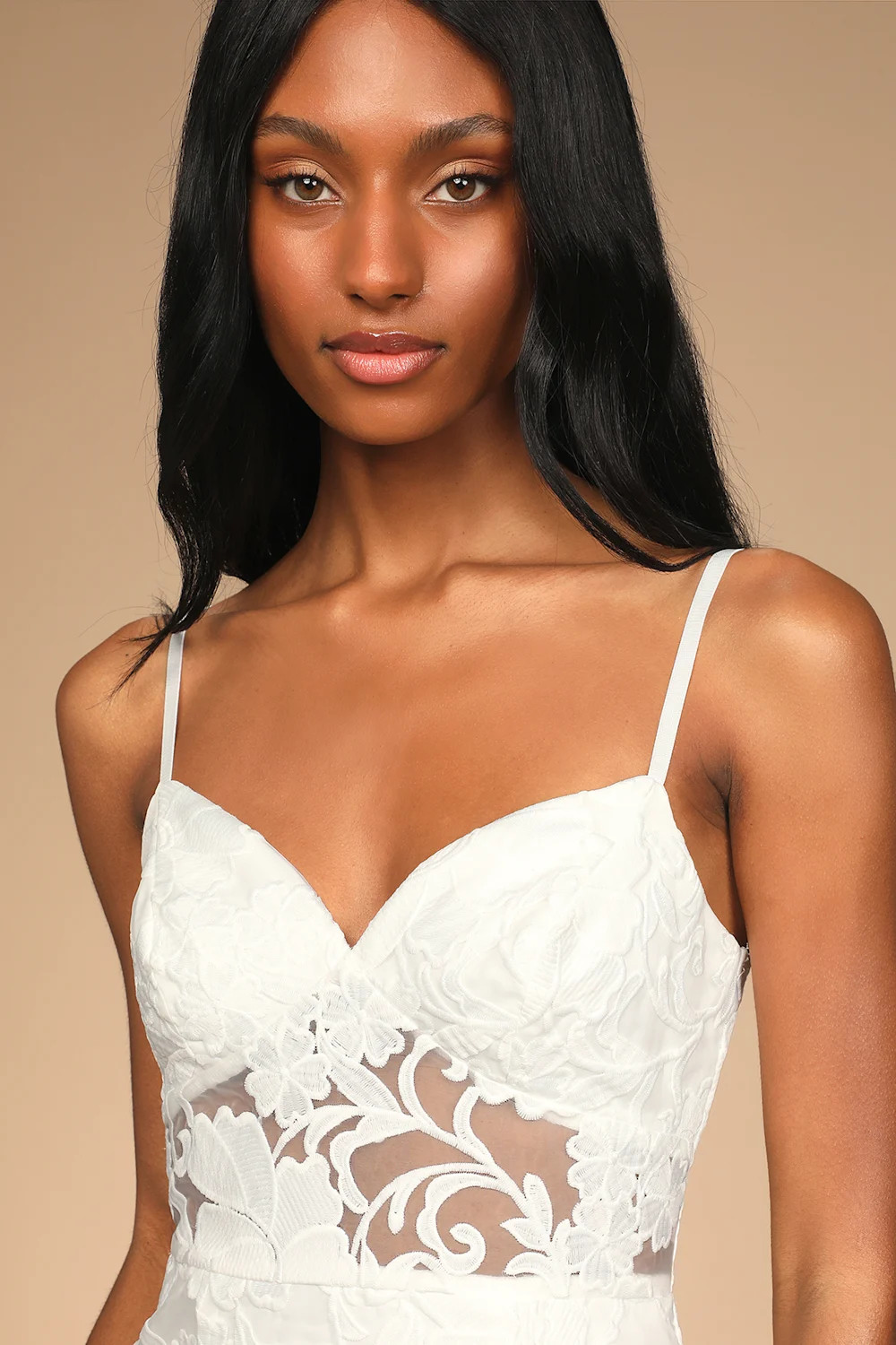 Definition of Romance Ivory Lace Trumpet Midi Dress | Lulus (US)