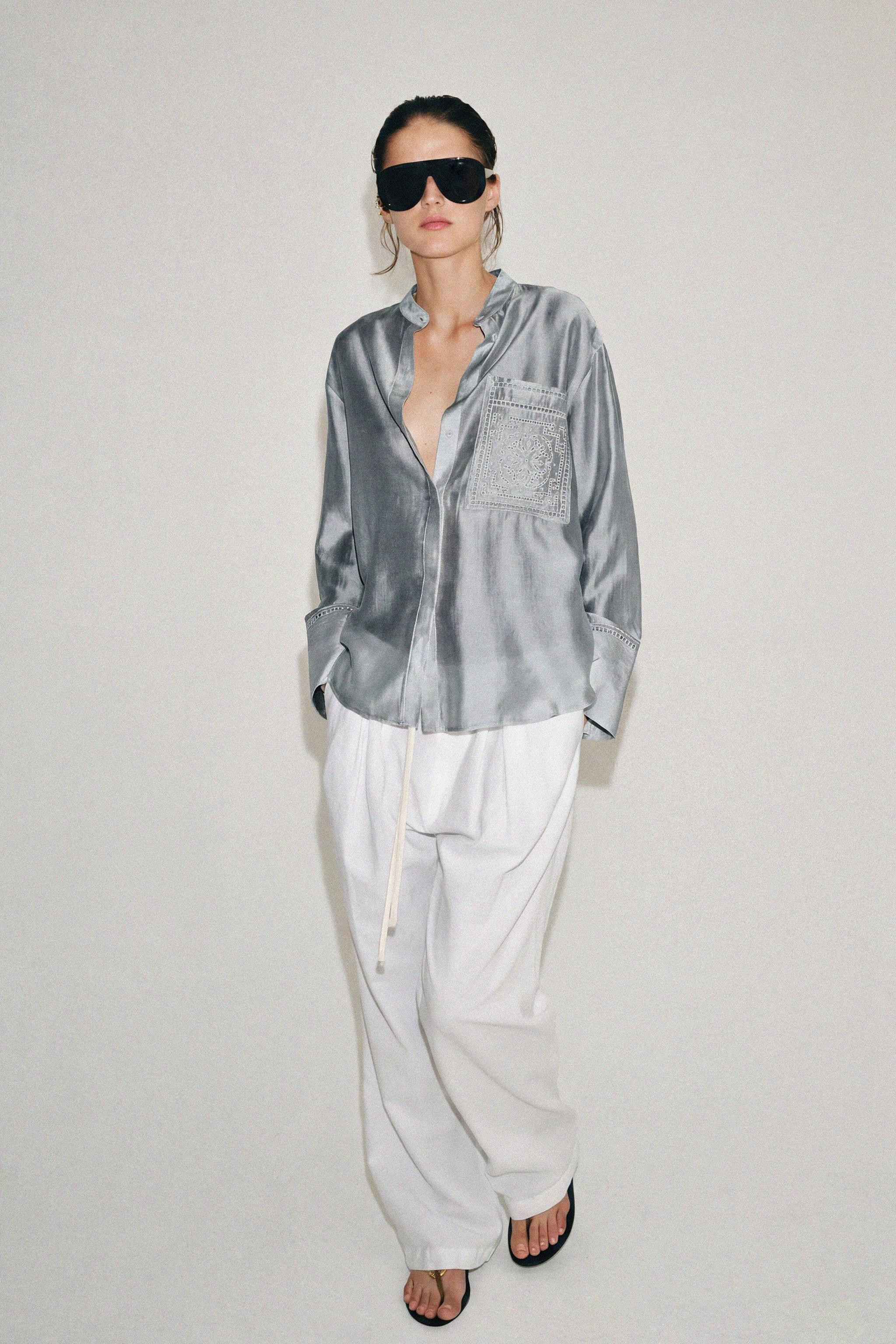 ZW COLLECTION EMBROIDERED POCKET SHIRT | Zara US