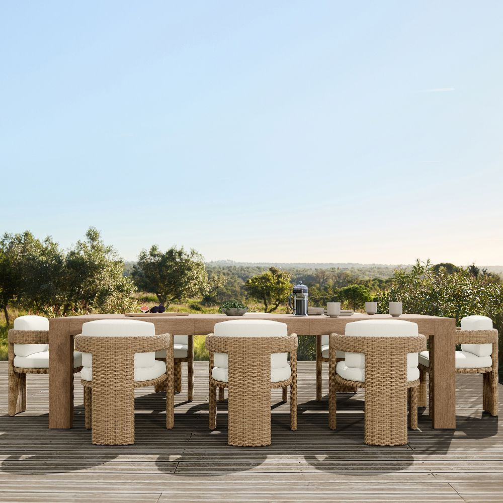 Telluride Outdoor Extendable Table (76"&ndash;106") &amp; Westport Barrel Dining Chairs... | West Elm (US)