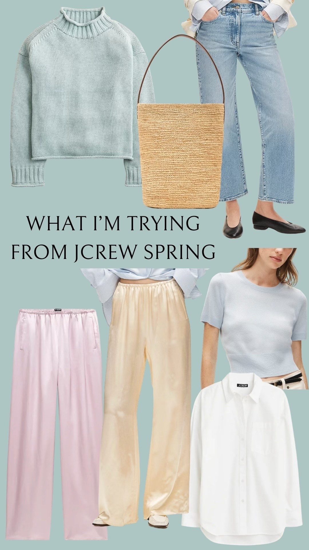My JCrew spring order 🤍 Cotton sweater S, raffia tote, light wash jeans 25 T, Cosmo pant XS, sweater tee S, button down shirt S 

@jcrew Jcrew rollneck, jcrew jeans, jcrew rollneck sweater, j crew jeans, j crew sweater, jcrew cosmo pant, raffia bag, spring sweater

#LTKspring #LTKspringtrends #LTKSeasonal