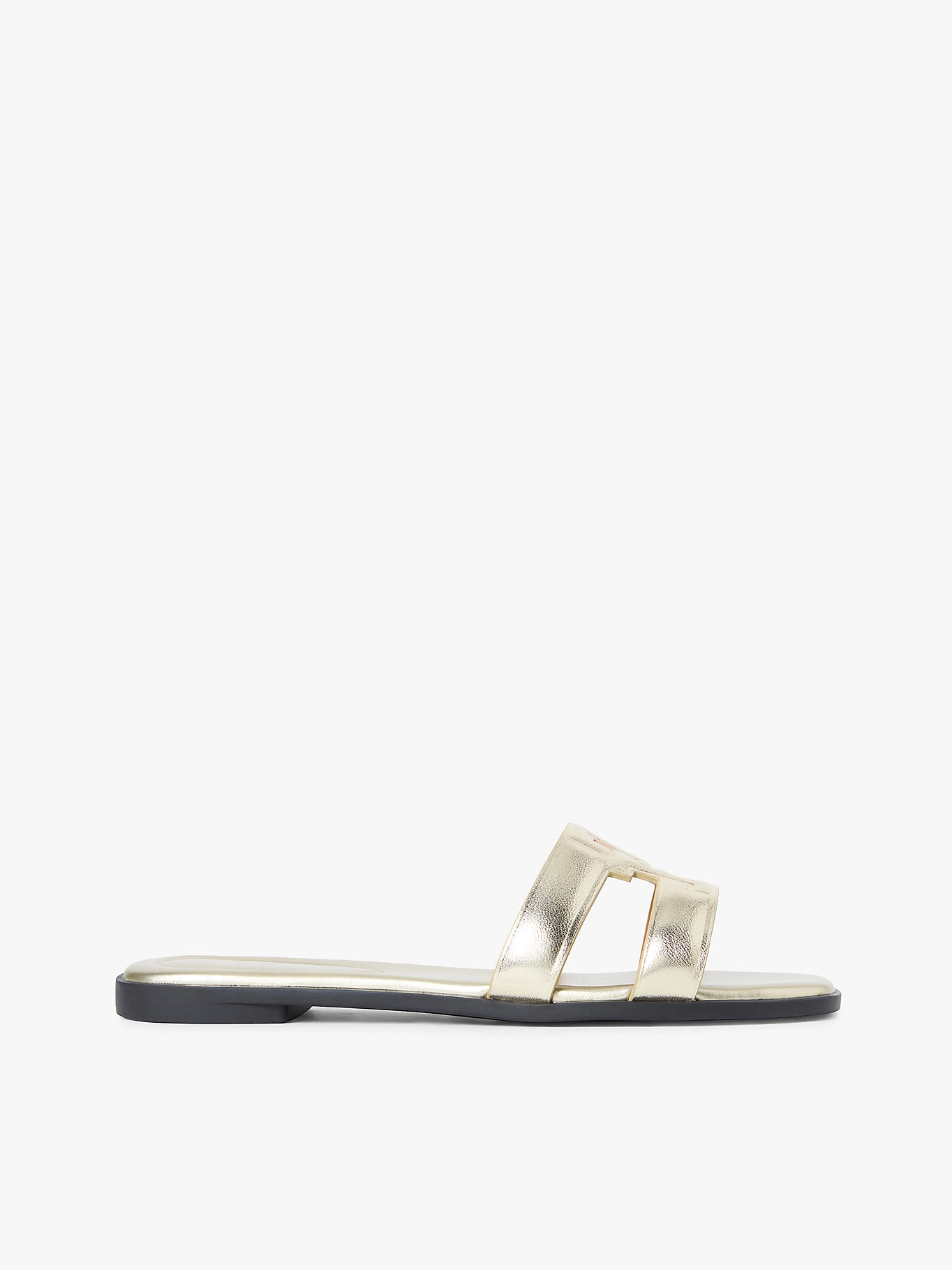 Metallic Leather Slip-On Mules | Gold | Tommy Hilfiger | Tommy Hilfiger UK