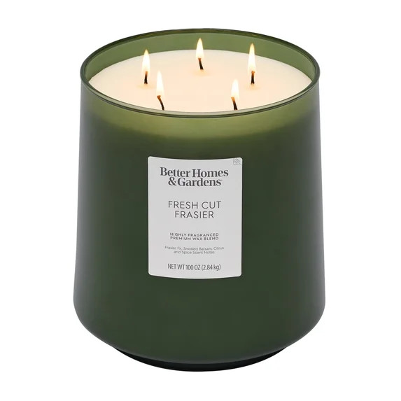Better Homes & Gardens Fresh Cut Frasier Scented Cotton 5-Wick Glass Jar Candle 100oz. | Walmart (US)