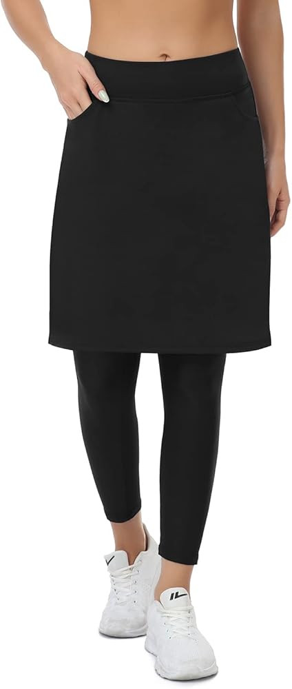 WOWENY Womens 20'' Knee Length Tennis Skirts Athletic Long Golf Skorts Skirts with Inner Shorts P... | Amazon (US)