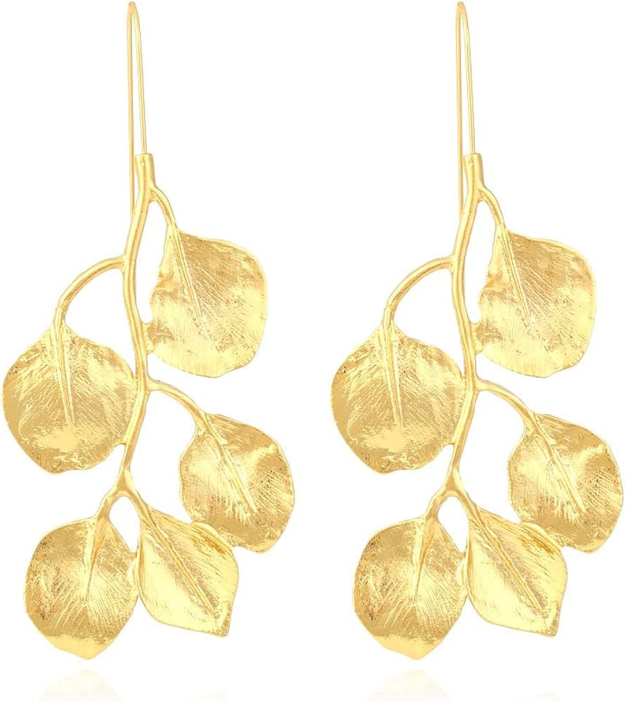 Elegant Bohemian 14k Gold Flower Floral Dangle Drop Earrings Cute Hypoallergenic Golden Hawaiian ... | Amazon (US)