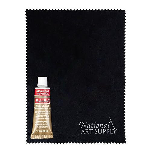 Amaco Rub and Buff Antique Gold 0.5oz/15ml Gilding Wax & 5"x7" Microfiber Cleaning Cloths - Microfiber Cloths for Smooth Metallic Finish with Rub n Buff Antique Gold Wax - Wide Coverage & Waterproof | Amazon (US)