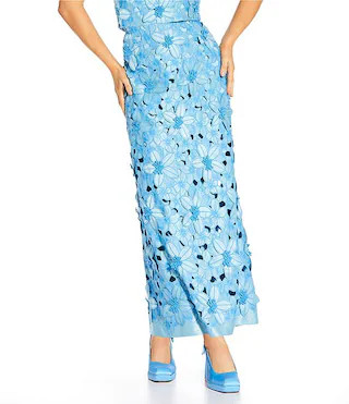 x Amanda Jones Vaughan Waverly Coordinating 3D Lace High Rise Midi Pencil Skirt | Dillard's