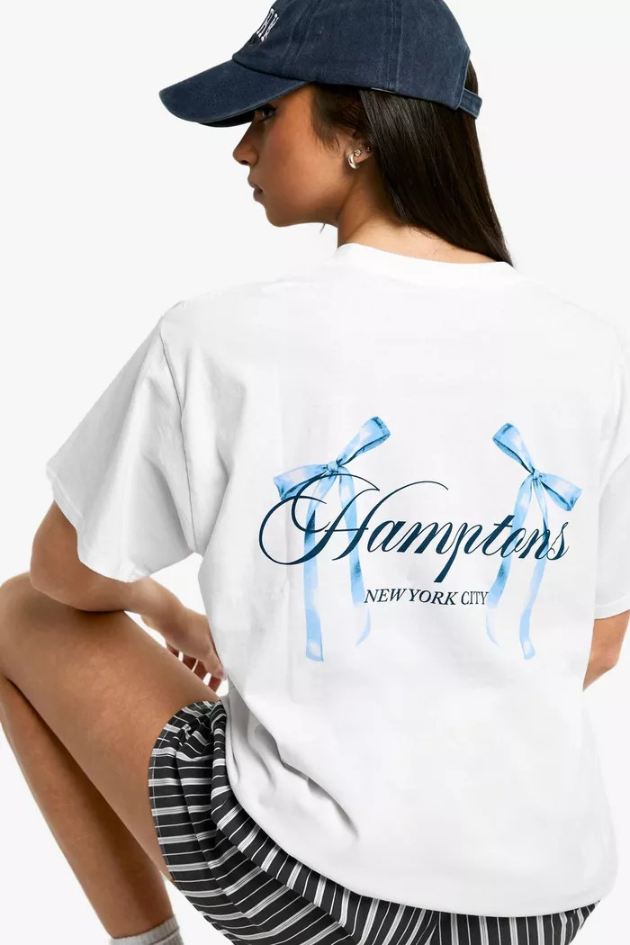 Hamptons Bow Oversized T-shirt | Boohoo.com (UK & IE)