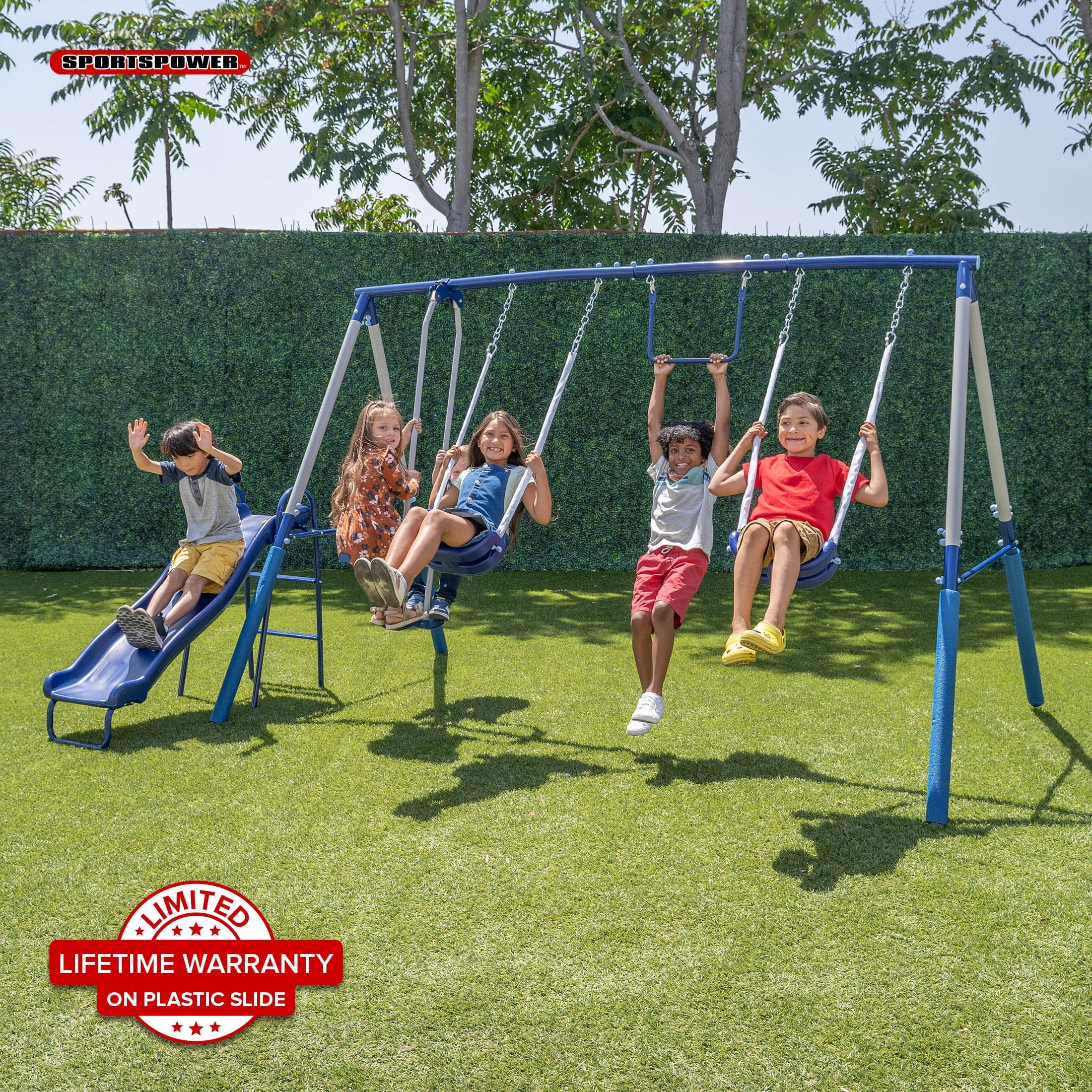 Sportspower Arcadia Metal Swing Set with Trapeze, 2 Person Glider Swing, and Lifetime Warranty on... | Walmart (US)