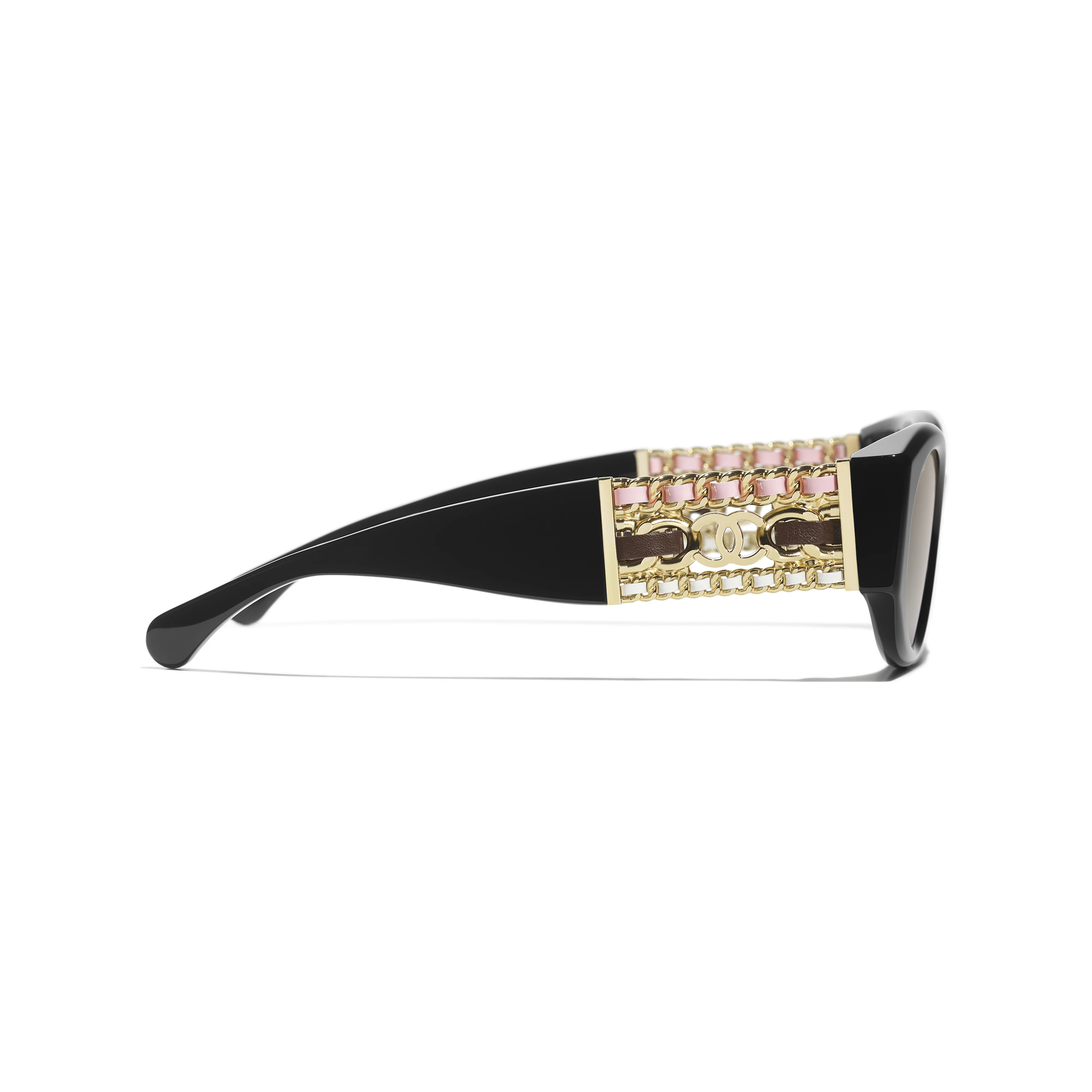 CHANEL Sunglasses: Oval Sunglasses, acetate, metal & calfskin — Fashion | CHANEL | Chanel, Inc. (US)