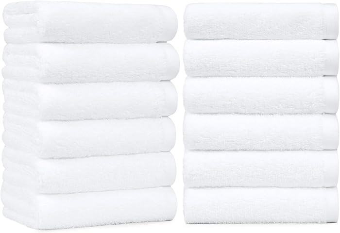 Amazon Basics Soft and Thick Cotton Hand Towels for Bath, Kitchen, Gym, 16 x 26 in, White, 12-Pac... | Amazon (US)